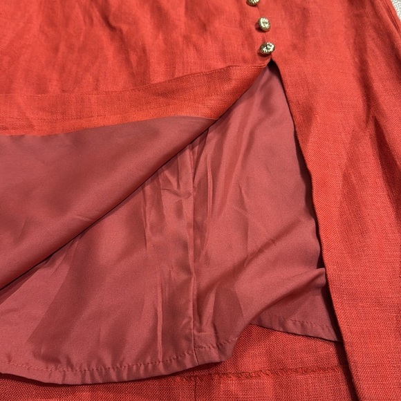 (R9) LERMAJ 100% linen vintage skirt from the 70s, size 14 oranges - Picture 12 of 13